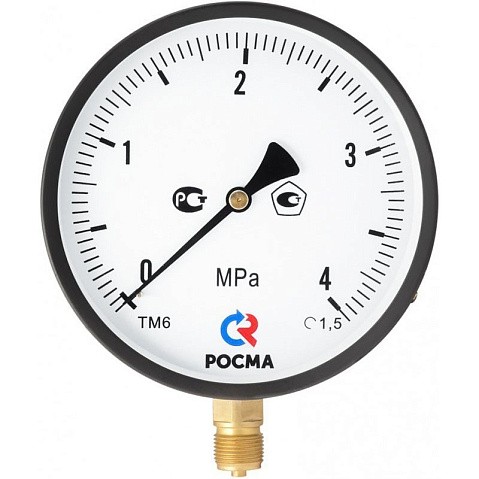 Манометр Росма ТМ-610Р 0,16 МПа /1,6ат 150мм G1/2'' купить в Москве | "Проконсим"