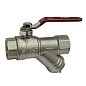 Кран латунный шаровой SGL 11Б27п DN 20 PN 20 с фильтром никелированный муфта-муфта рычаг купить в Москве | "Проконсим"