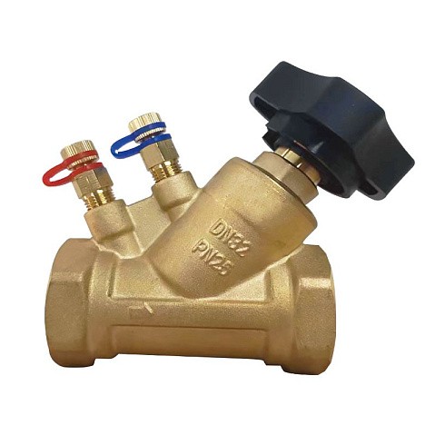Клапан балансировочный латунный DN50 PN25 наклонный муфта-муфта Kvs 33,0 м³/ч с измерительными ниппелями GALA Тип. 1206 купить в Москве | "Проконсим"