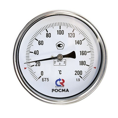 Термометр биметаллический РОСМА БТ-51.211, 100мм, осевой купить в Москве | "Проконсим" Термометр биметаллический РОСМА БТ-51.211, 100мм, осевой купить в Москве | "Проконсим"