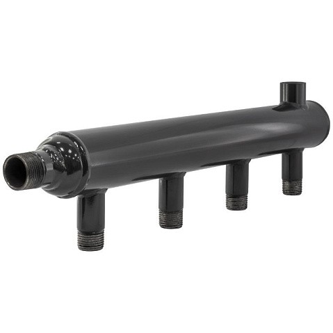 Коллектор распределительный стальной DN40 PN16 вход 20-20 12 выходов НР 3/4'' выход под кран Маевского и импульсную трубку, левосторонний PLP купить в Москве | "Проконсим"