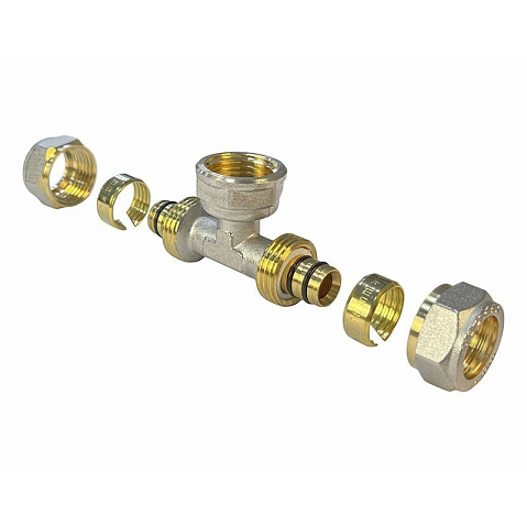 Тройник латунный для PEX труб 20-3/4''-20 PN 10 обжимной никелированный Valfex VF.332.N  купить в Москве | "Проконсим"
