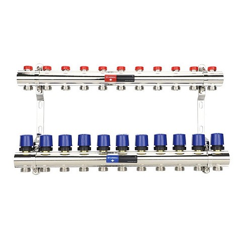 Коллекторная группа из латуни DN 25-11 вых. G-3/4'' евроконус, без расходомеров, без дренажного крана и воздухоотводчика VARMEGA VM15811 купить в Москве | "Проконсим"