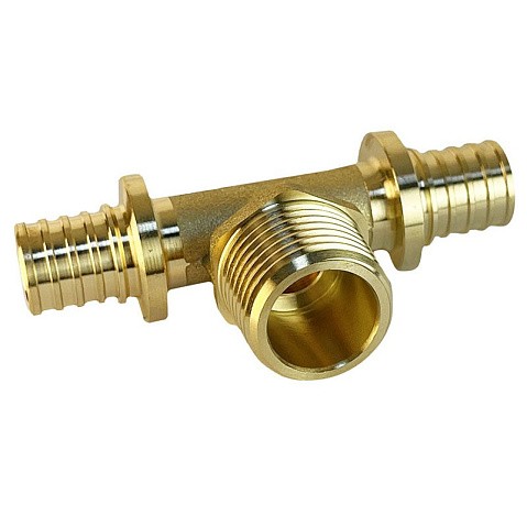 Тройник латунный для PEX труб 16-1/2''-16 PN 16 S-2,2мм под надвижную гильзу Valfex VF.433.AF купить в Москве | "Проконсим"