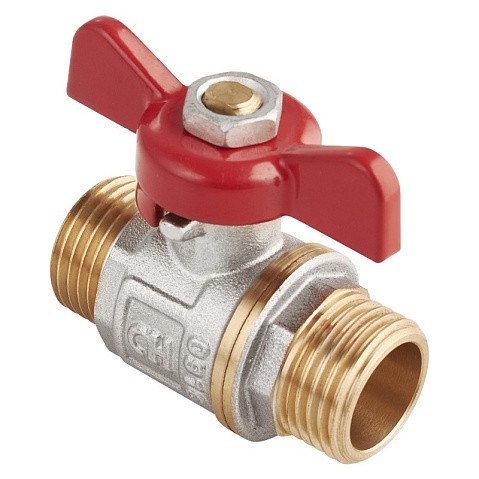 Кран латунный шаровой MVI AquaHit BV.315.04 DN 20 PN 25 бабочка штуцер-штуцер полнопроходной никелированный купить в Москве | "Проконсим"