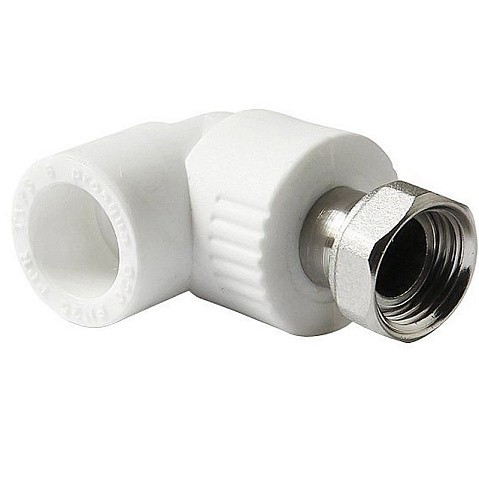 Угольник комбинированный ПП 25-3/4'' PN 25 с накидной гайкой белый Pro Aqua PA29214 купить в Москве | "Проконсим"