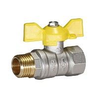 Краны латунные шаровые газовые DN 15-32 PN 25-40 никелированные бабочка муфта-штуцер Temper серия 83 ГОСТ Р 59553 купить в Москве | "Проконсим"
