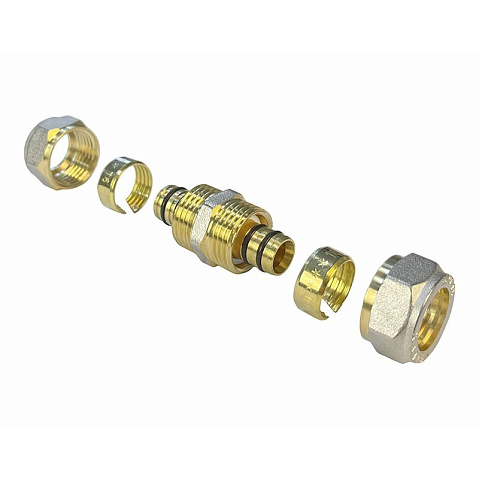 Муфты латунные для PEX труб DN 16-32 PN 10 обжимные никелированные Valfex VF.303.N купить в Москве | "Проконсим"