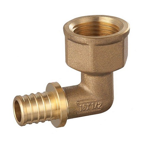 Угольник латунный для PEX DN 16 с внутренней резьбой  1/2'' под надвижную гильзу PLP купить в Москве | "Проконсим"