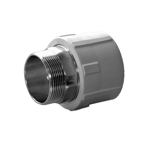 Муфта комбинированная ПП 50-1 1/2'' PN 25 под ключ с наружной резьбой белая купить в Москве | "Проконсим"