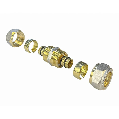 Муфта латунная для PEX труб 20-20 PN 10 обжимная никелированная Valfex VF.303.N  купить в Москве | "Проконсим"