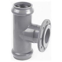 Тройники НПВХ раструбные SDR26 DN 90-225 PN 10 с металлическим фланецем Хемкор купить в Москве | "Проконсим"