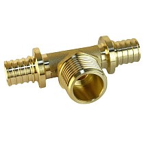 Тройники латунные для PEX труб DN 16-20 PN 16 под надвижную гильзу с наружной резьбой Valfex VF.433.AF купить в Москве | "Проконсим"