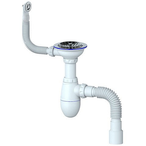 Сифон для мойки Unicorn В426, 40х50 гибкий отвод, 3 1/2'' х40 чаша из нержавеющей стали, круглый перелив купить в Москве | "Проконсим"