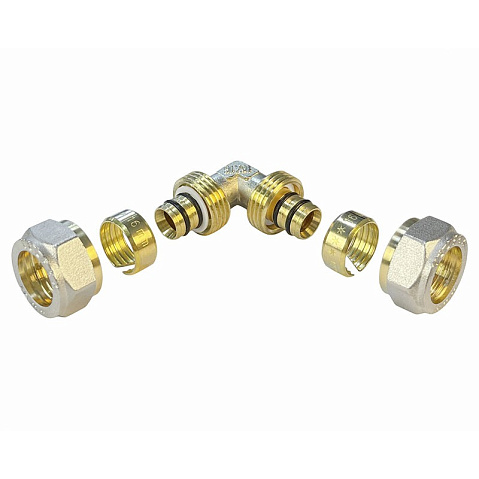 Угольник латунный для PEX труб 16-16 PN 10 обжимной никелированный Valfex VF.351.N  купить в Москве | "Проконсим"