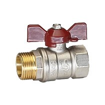 Краны латунные шаровые DN 15-32 PN 25-40 никелированные бабочка муфта-штуцер Temper серия 88 ГОСТ Р 59553 купить в Москве | "Проконсим"