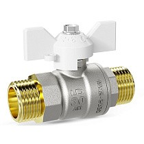 Краны латунные шаровые DN 15-25 PN 40 никелированные бабочка белая штуцер-штуцер LD Pride 47.304 купить в Москве | "Проконсим"