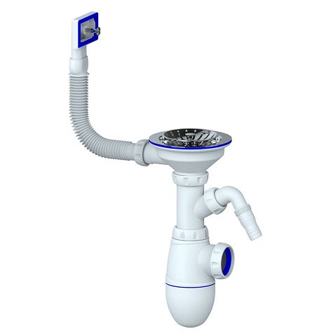 Сифон для мойки Unicorn B430VP, без отвода, 3 1/2'' х40 с отводом для стиральной машины, прямоугольный перелив купить в Москве | "Проконсим"
