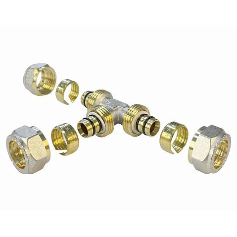 Тройники латунные для PEX труб DN 16-32 PN 10 обжимные никелированные Valfex VF.331.N купить в Москве | "Проконсим"