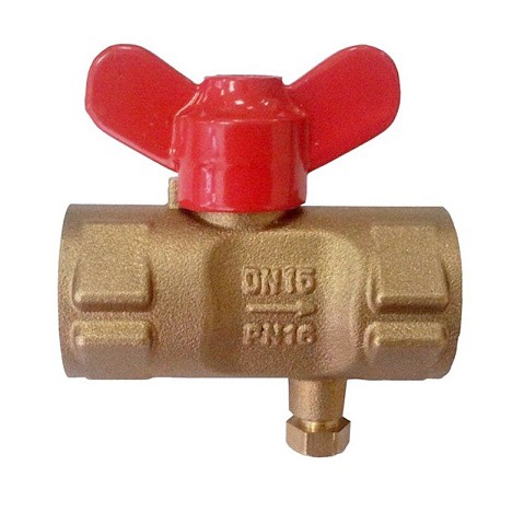 Кран латунный шаровой 11Б27п(М)1 DN 15 PN 16 трёхходовой под манометр G1/2"-М20х1,5 муфта-муфта бабочка Пензапромарматура купить в Москве | "Проконсим"