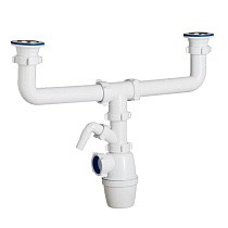 Сифон для двойной мойки бутылочный ORIO K-4059 1 1/2 выпуски нж D70, с 1 отводом купить в Москве | "Проконсим"
