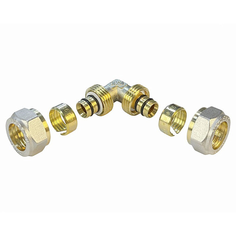 Угольники латунные для PEX труб DN 16-20 PN 10 обжимные никелированные Valfex VF.351.N купить в Москве | "Проконсим"