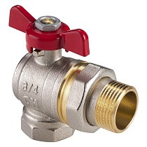 Краны латунные шаровые DN 15-50 PN 25 никелированные угловой бабочка муфта-штуцер американка MVI AquaHit BV.322.05 купить в Москве | "Проконсим"