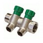 Коллектор латунный никелированный DN 20 2 выхода G 1/2'' с запорными клапанами плоское присоединение отвода,SGL купить в Москве | "Проконсим"