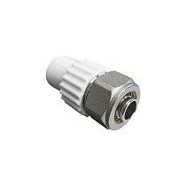 Муфта комбинированная для соединения PPR-PE труб 20x16 PN 25 белая VALFEX купить в Москве | "Проконсим"