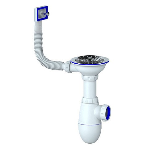Сифон для мойки Unicorn В410P, без отвода, 3 1/2'' х40 чаша из нержавеющей стали, прямоугольный перелив купить в Москве | "Проконсим"