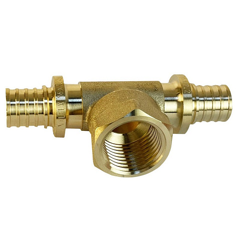 Тройник латунный для PEX труб 20-1/2''-20 PN 16 S-2,8мм под надвижную гильзу Valfex VF.432.AF купить в Москве | "Проконсим"