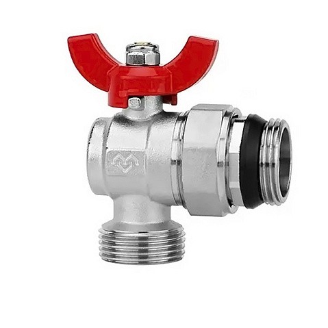 Кран шаровой латунный DN 25 PN 16 никелированный угловой  для коллектора (2 шт.) Varmega VM15955 купить в Москве | "Проконсим"