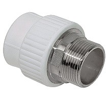 Муфты ПП DN 32-110 PN 25 комбинированные под ключ с наружной резьбой белые Valfex купить в Москве | "Проконсим"