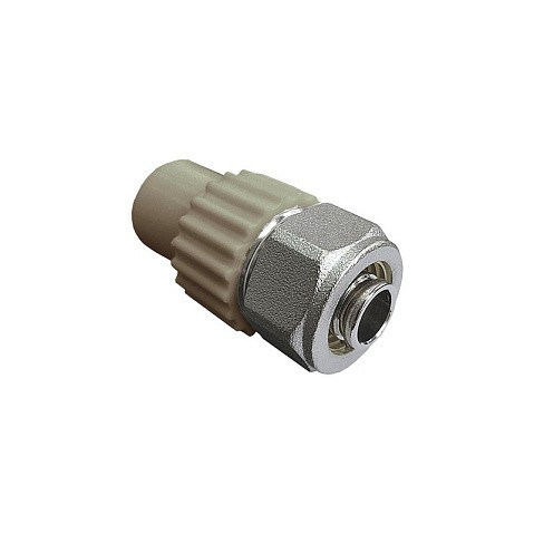 Комбинированный ниппель для соединения PPR-PE-AL-PE труб 20x16 PN 25 серый VALFEX купить в Москве | "Проконсим"