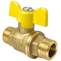 Краны латунные шаровые газовые 11Б27фтМ DN 15-20 PN 40 бабочка штуцер-штуцер Valfex.279.LB3 купить в Москве | "Проконсим"