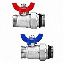Кран шаровой латунный DN 25 PN 10 никелированный прямой  для коллектора (2 шт.) Varmega VM15951 купить в Москве | "Проконсим"