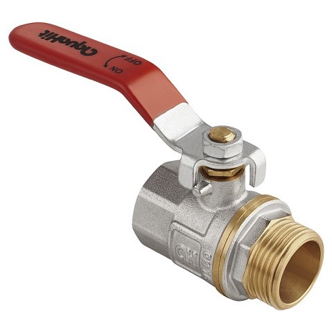 Кран латунный шаровой MVI AquaHit BV.312.04 DN 32 PN 25 рычаг муфта-штуцер полнопроходной никелированный купить в Москве | "Проконсим"