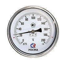Термометр биметаллический РОСМА БТ-51.211, Ду 100, L 64, М20х1,5 осевой купить в Москве | "Проконсим"