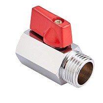 Кран латунный шаровой мини MVI BV.466 DN 15 PN 16 хромированный муфта-штуцер бабочка купить в Москве | "Проконсим"