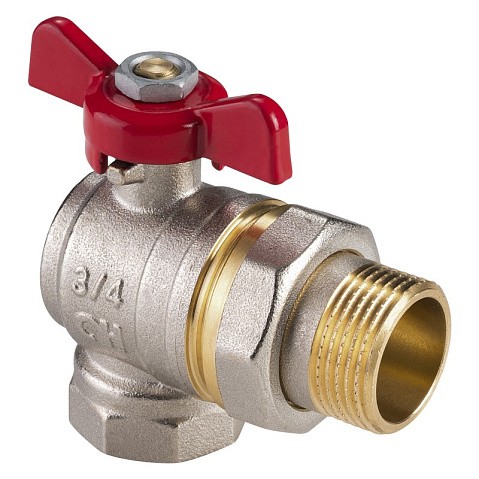 Кран латунный шаровой MVI AquaHit BV.322.04 DN 15 PN 25 бабочка американка полнопроходной угловой никелированный купить в Москве | "Проконсим"