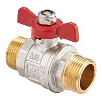 Краны латунные шаровые DN 15-25 PN 40 никелированные бабочка штуцер-штуцер MVI BV.515 купить в Москве | "Проконсим"